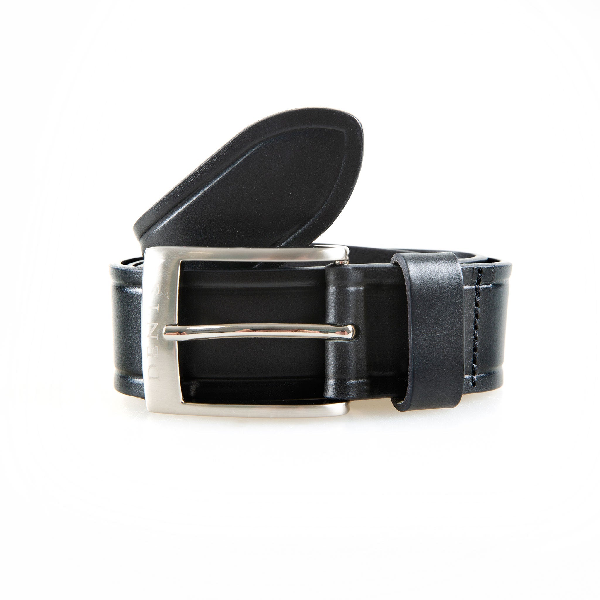 Men's Heritage Full-Grain Leather Belt with Satin Nickel Buckle and Em | Dents Men's Heritage Full-Grain Leather Belt with Satin Nickel Buckle and Em | Dents