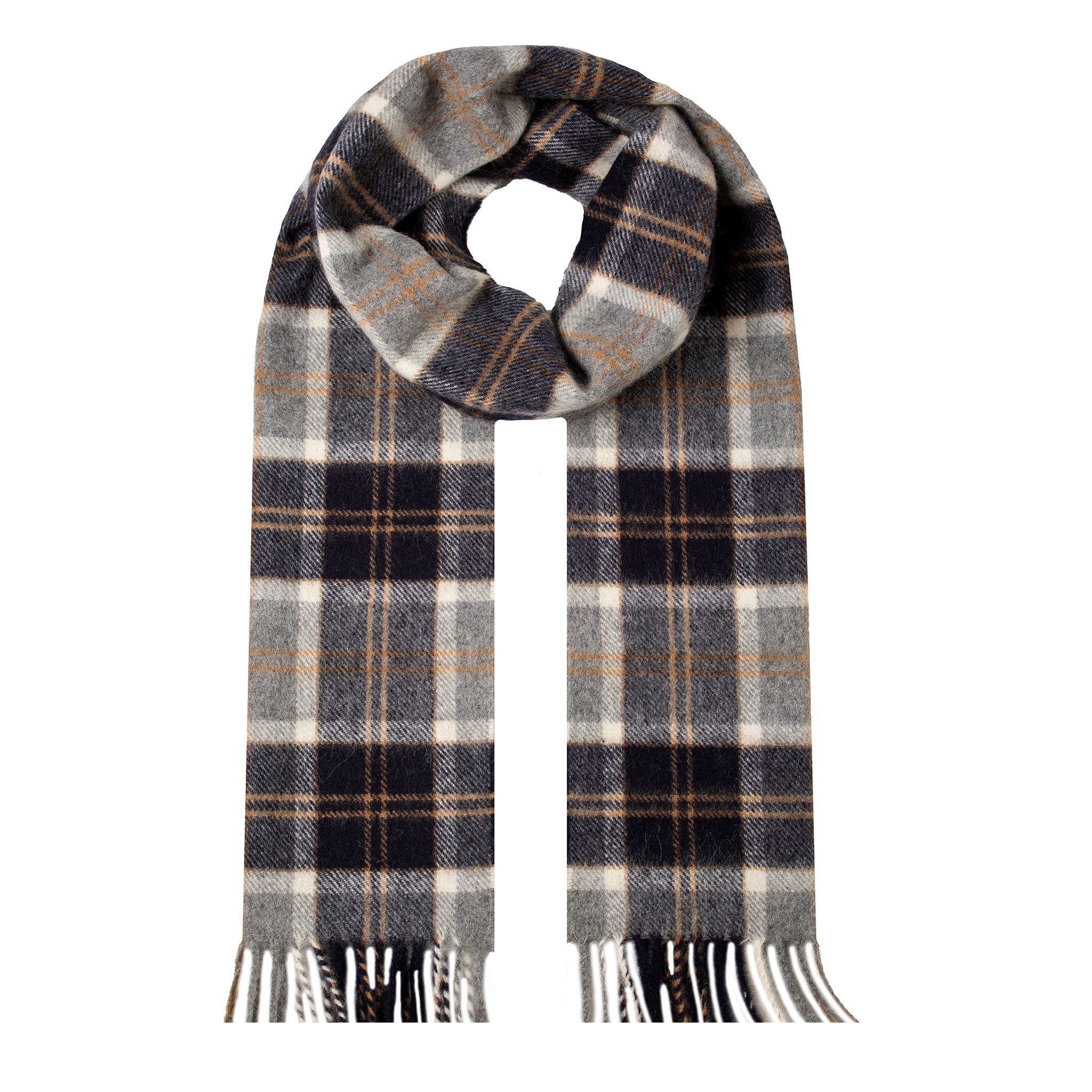 Heritage Tartan Check Cashmere Scarf with Tassels and Gift Box Dents