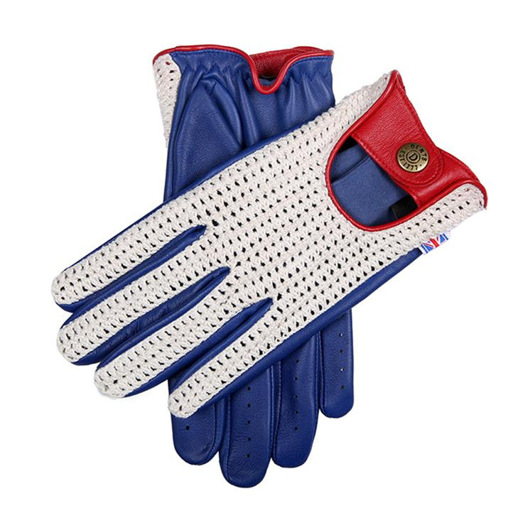 häkelmuster handschuhe Herren Heritage Union Jack Häkel-Rücken Lederfahrhandschuhe