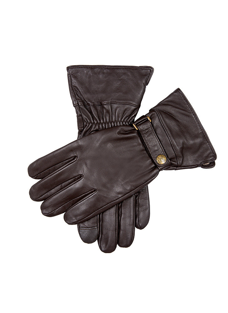 Men's Touchscreen Water-Resistant Goatskin Leather Gauntlet Gloves
