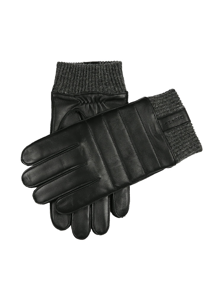 Men's Touchscreen Water-Resistant Lined Leather Gloves with Stitch