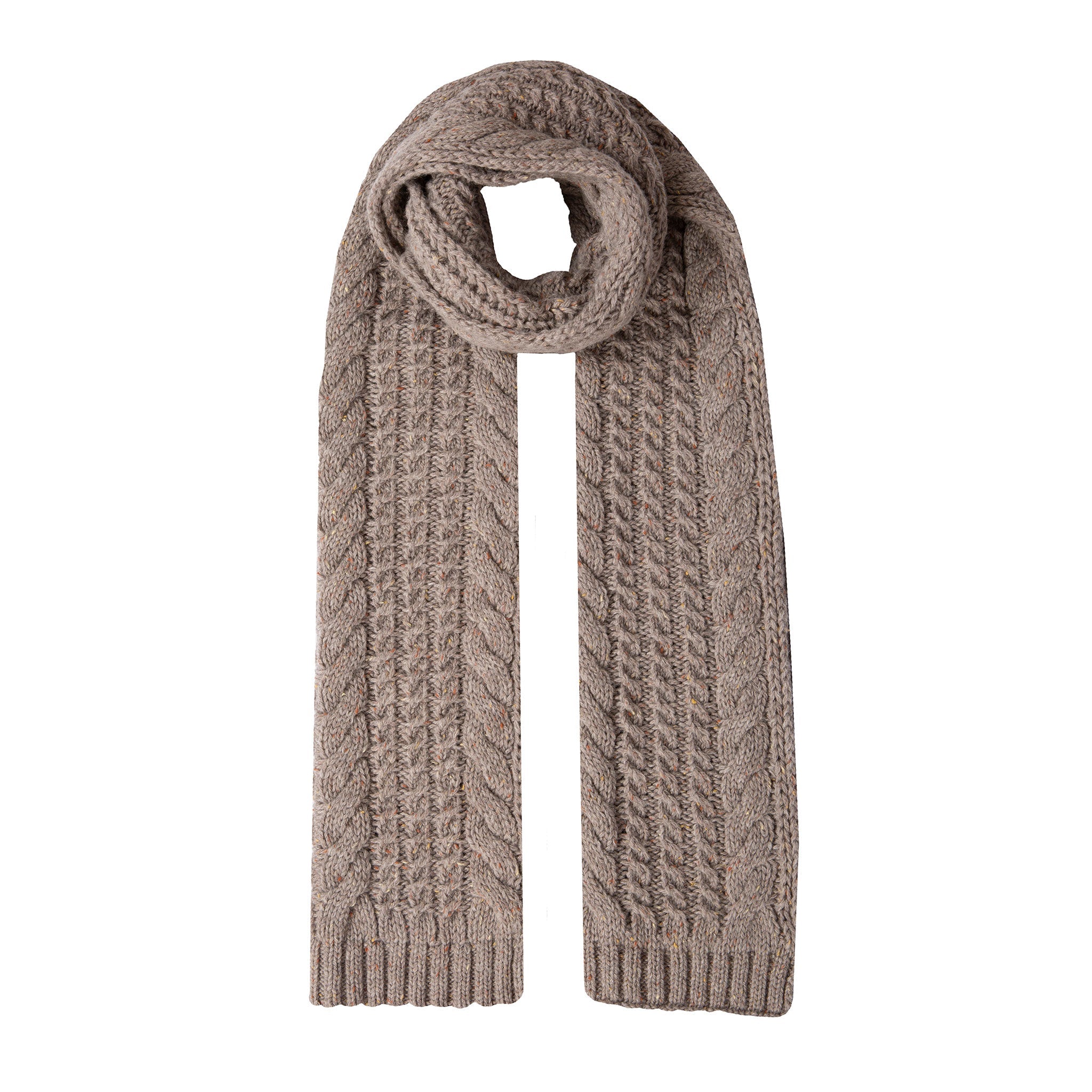 Women's Cable Knit Scarf with Marl Yarn Dents - Main Image