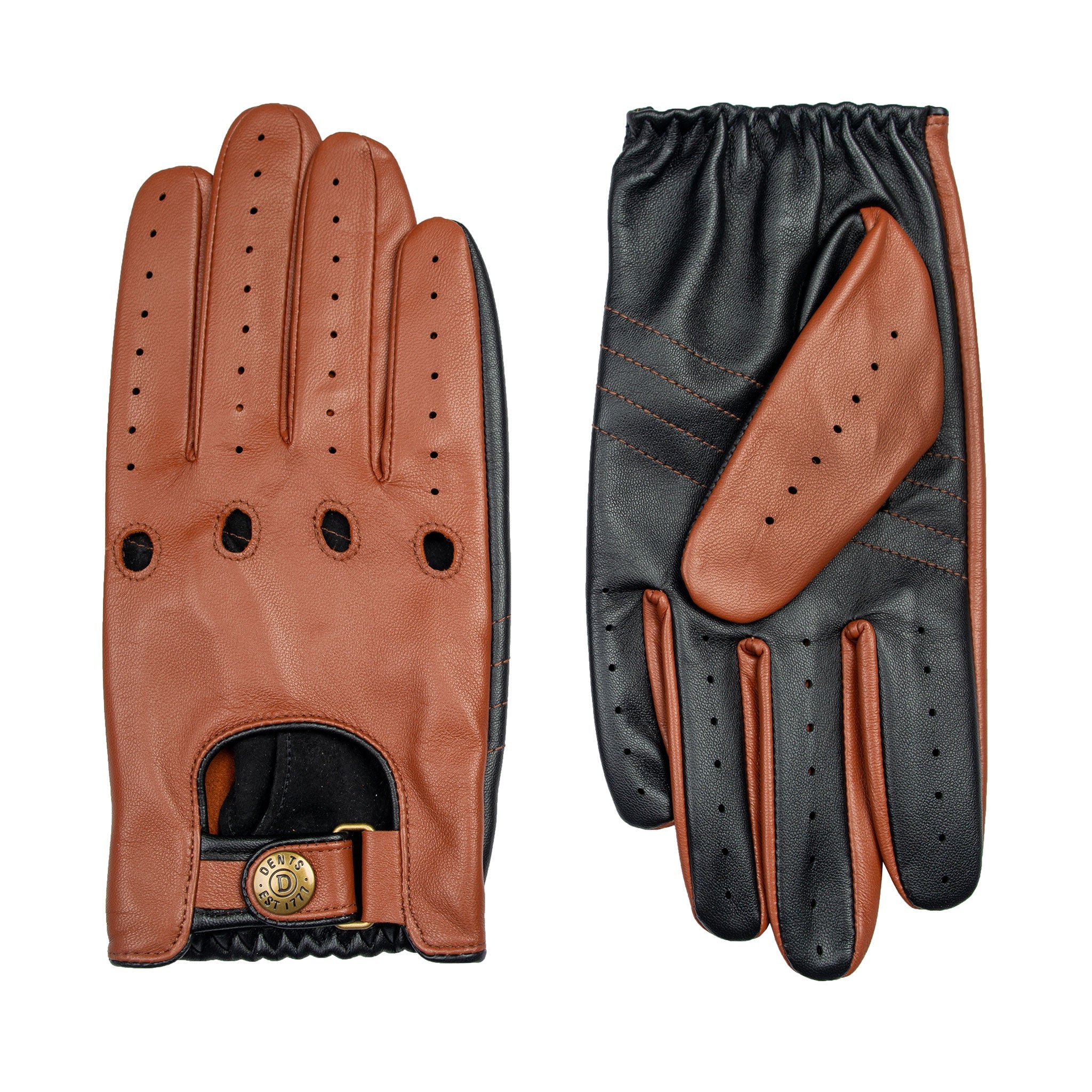 Men's Water-Resistant Two-Colour Leather Driving Gloves | Dents