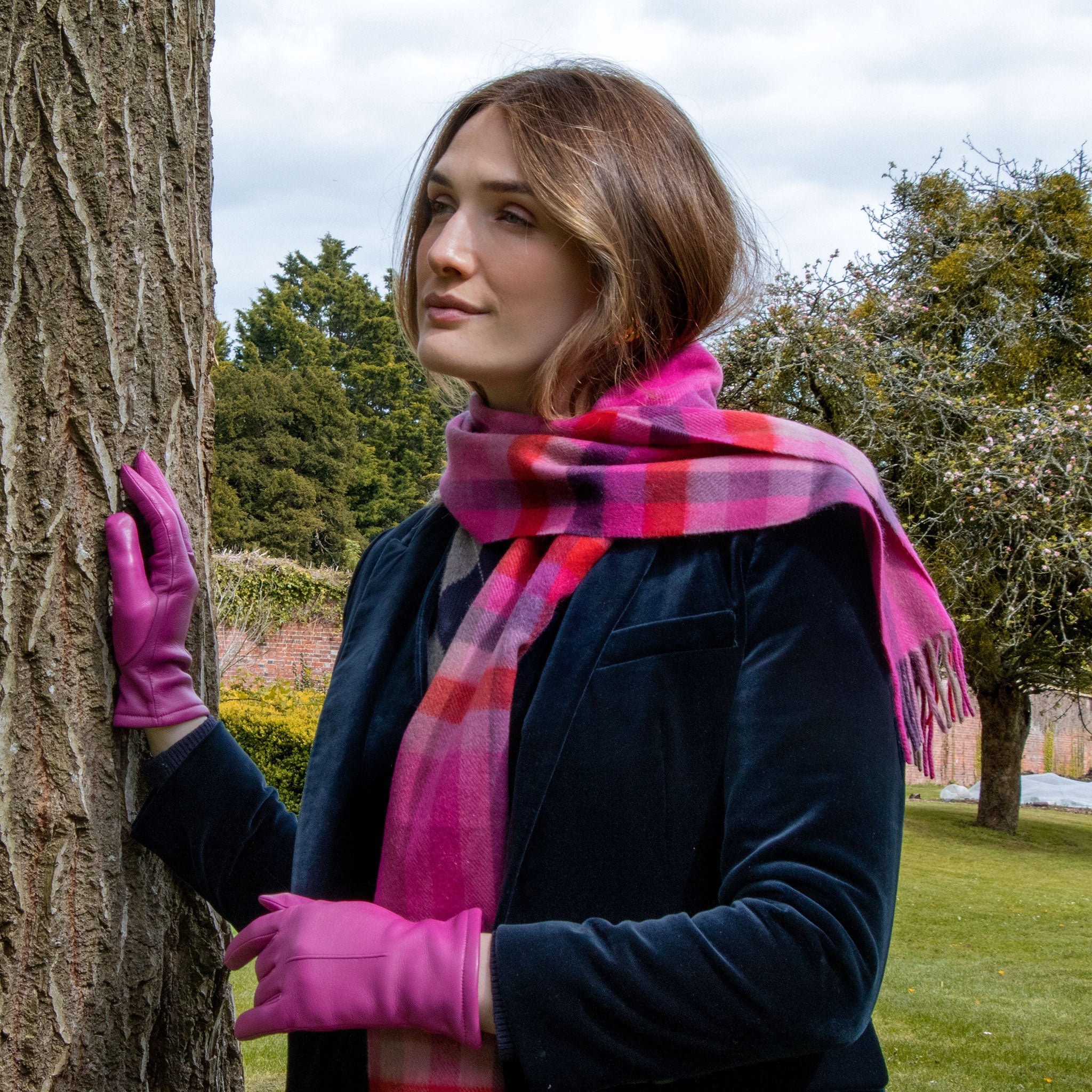 Online Pink Velvet Scarf with Black Fringe, A Handmade Luxury Shawl and Wrap for Her