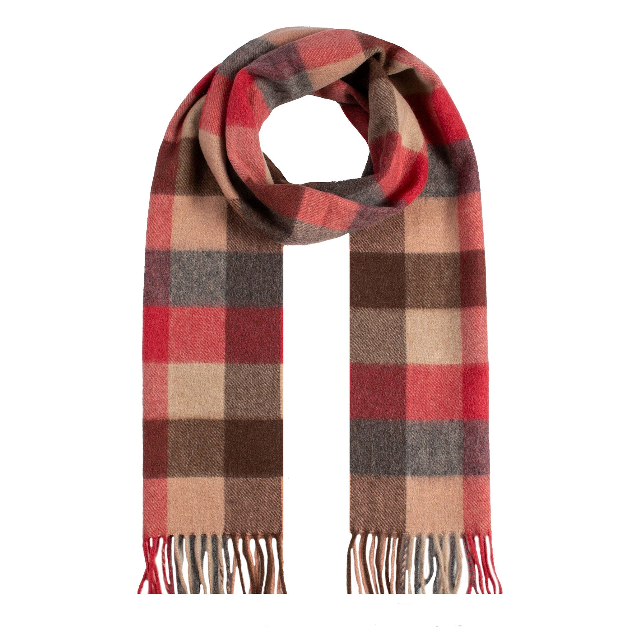 Fringed check wool cashmere scarf deals