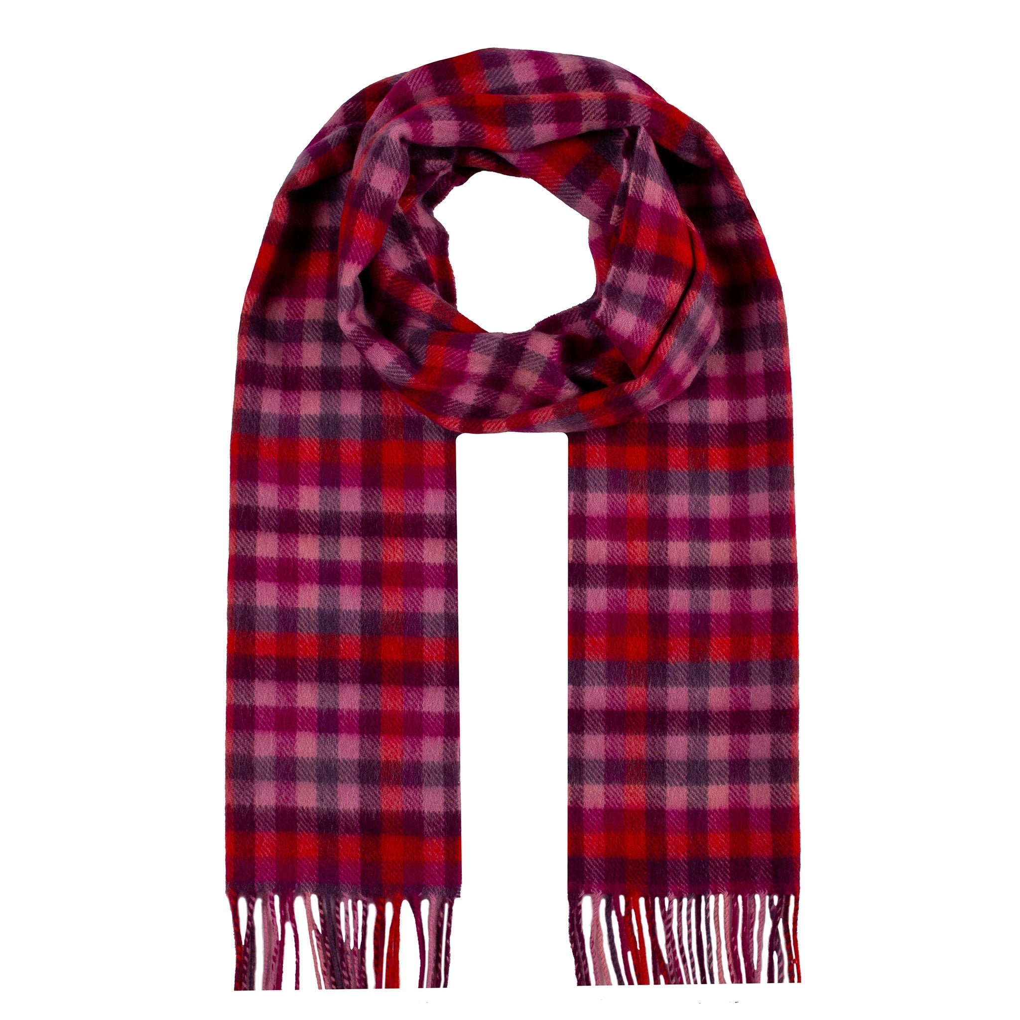 Heritage Plaid Check Cashmere Scarf with Tassels and Gift Box Dents