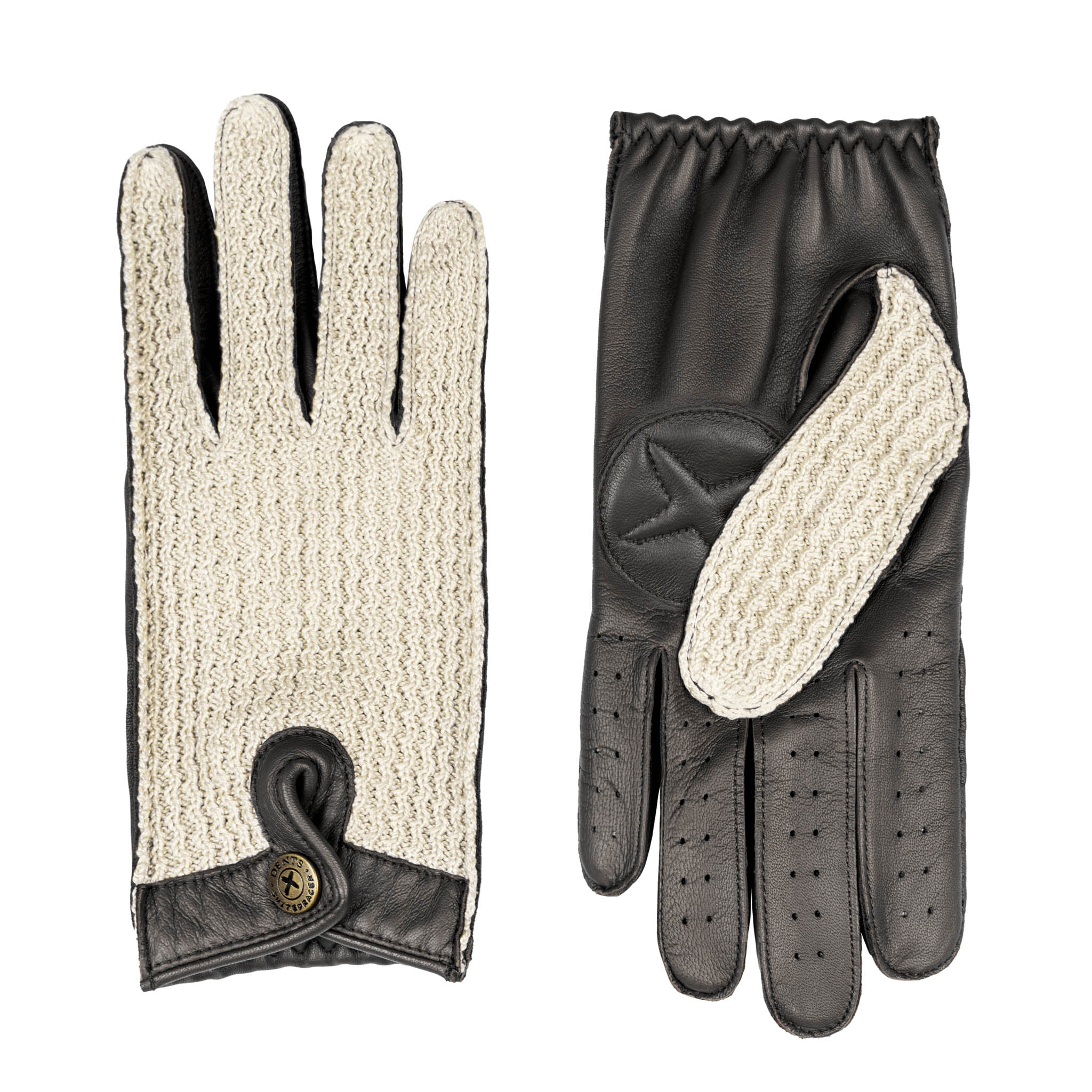 Herren The Suited Racer Touchscreen Lederfahrhandschuhe mit Häkelrücke