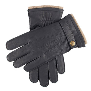 mens navy blue deerskin cashmere lined leather gloves