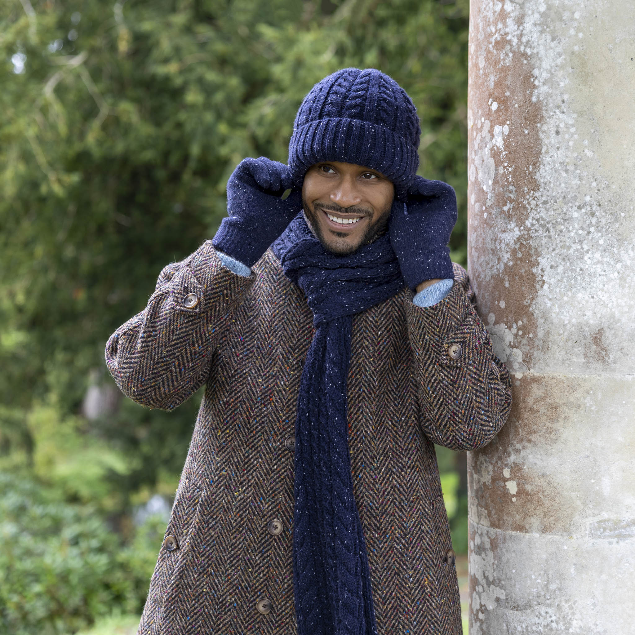 Men's Cable Knit Scarf with Marl Yarn | Dents