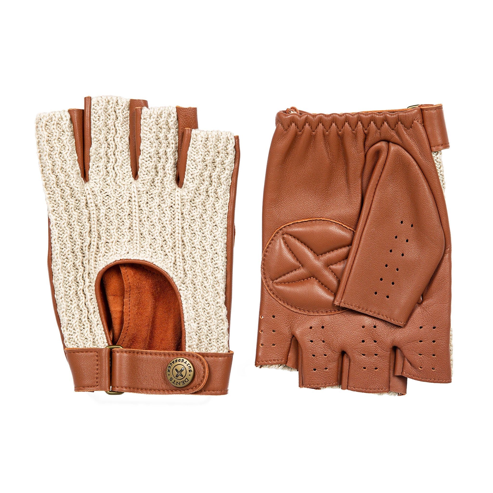 Men's The Suited Racer Fingerless Crochet-Back Leather Driving