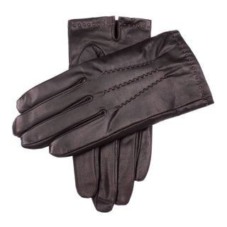 mens touchscreen fleece lined leather gloves brown