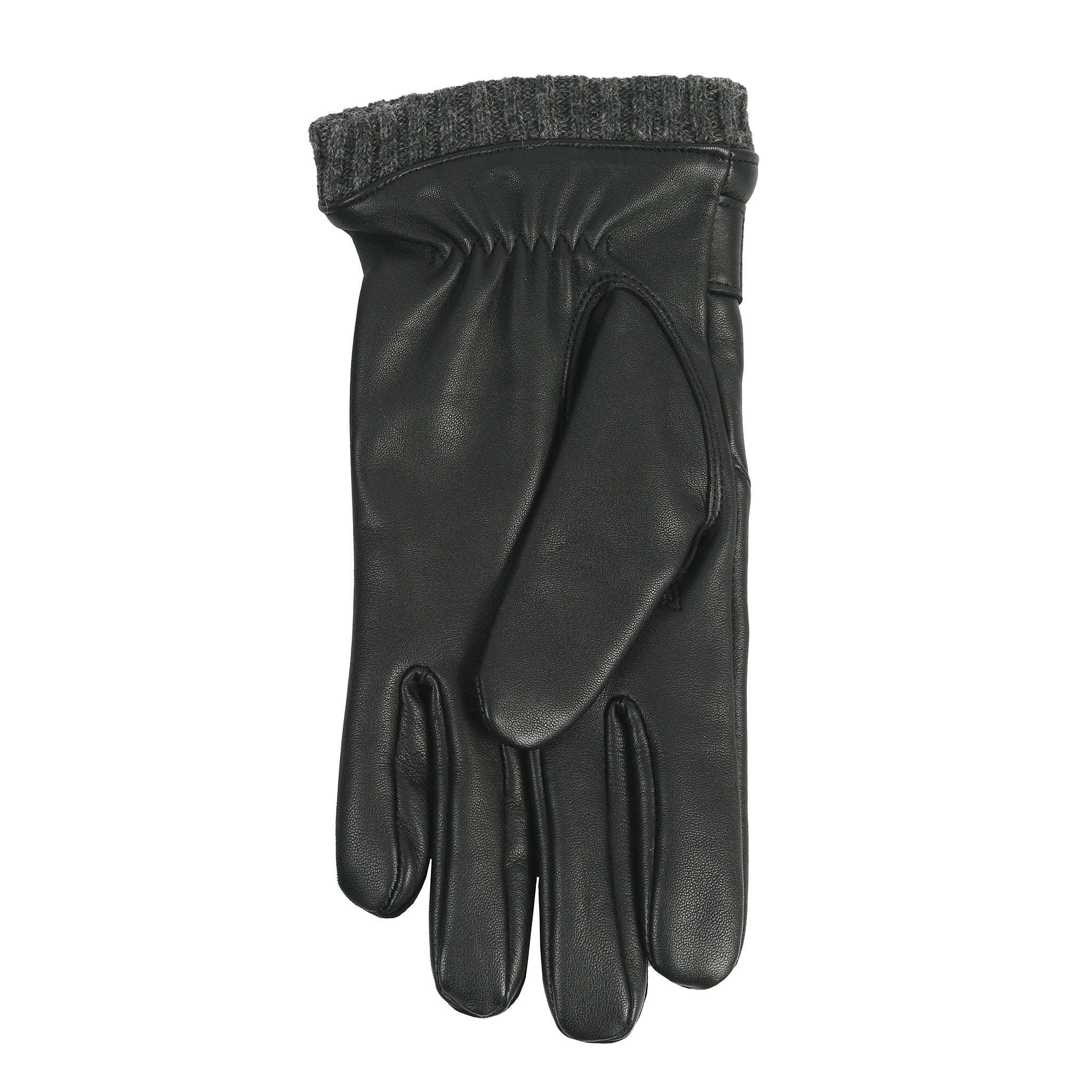 Men's Touchscreen Wool Blend-Lined Leather Gloves with Vertical