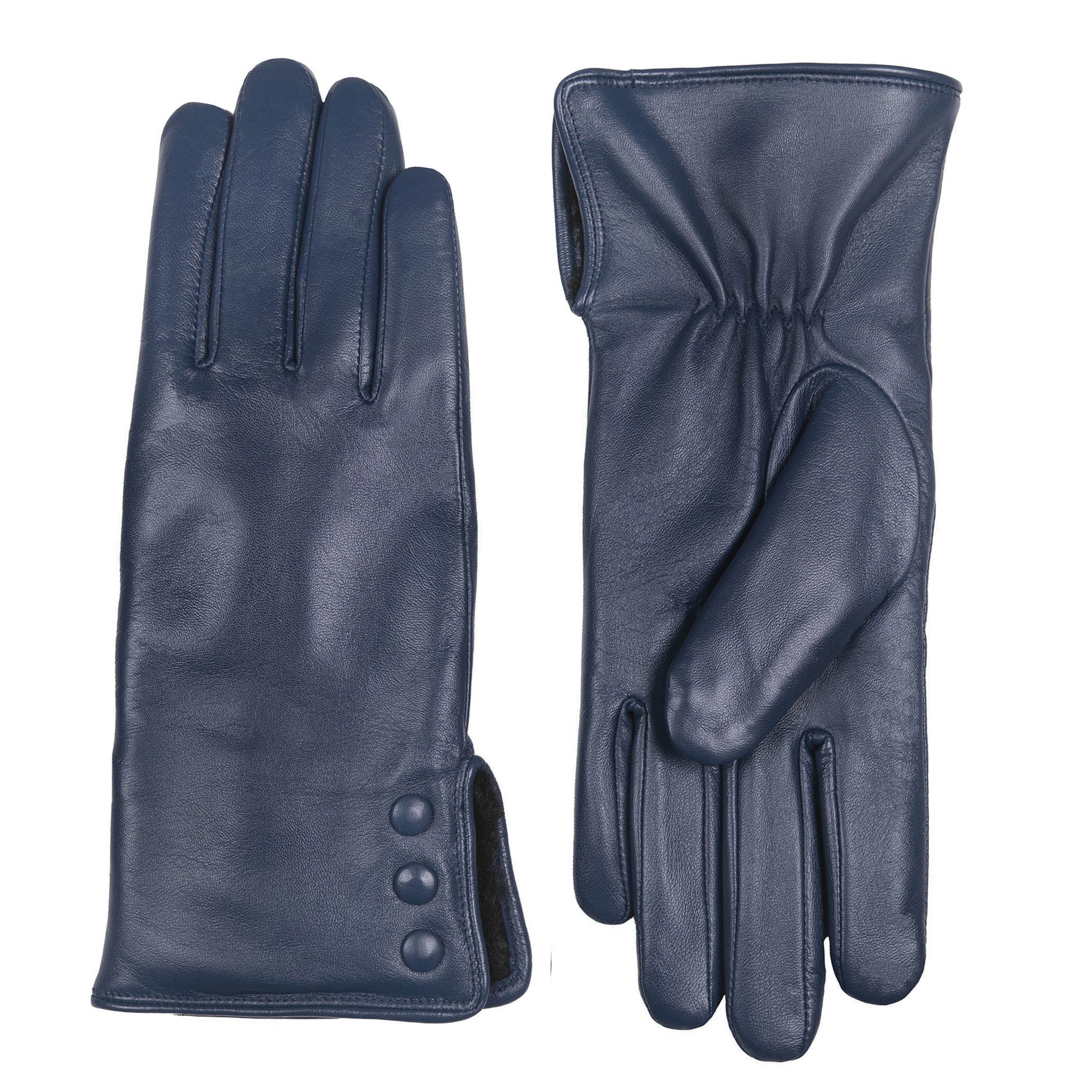 Women's Touchscreen Water-Resistant Faux Fur-Lined Leather Gloves