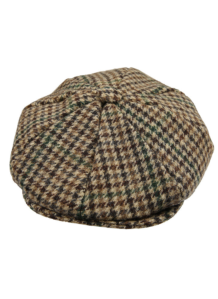 Men's Abraham Moon Tweed Dogtooth Check Newsboy Cap Dents