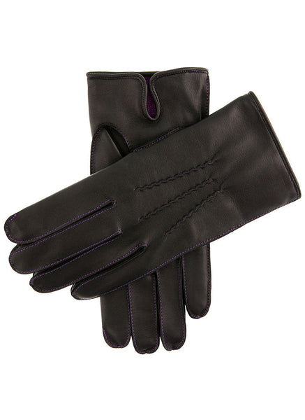 Men's Heritage Three-Point Cashmere-Lined Leather Gloves with Colour Contrast Stitching