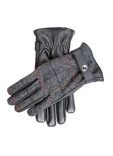 Men's Heritage Cashmere-Lined Abraham Moon Tweed and Deerskin Leather Gloves