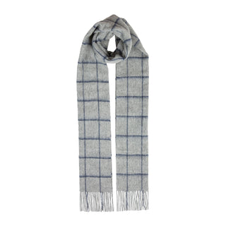 Men’s Windowpane Check Lambswool Scarf with Tassels