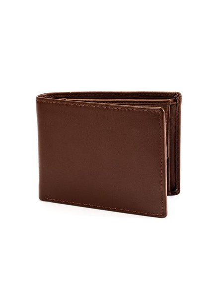 Men's Smooth Nappa Leather Trifold Wallet with RFID Blocking and Coin Purse