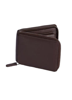 Men's Smooth Nappa Leather Zip-Round Wallet with RFID Blocking and