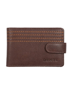 Men's Contrast Stitch Pebble Grain Leather Card Holder with RFID Blocking and Tab