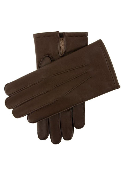 Men's Three-Point Wool Blend-Lined Leather Gloves