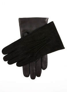 Men's Three-Point Cashmere-Lined Suede and Leather Gloves