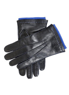 Men's Handsewn Three-Point Cashmere-Lined Leather Gloves with Colour Contrast Details